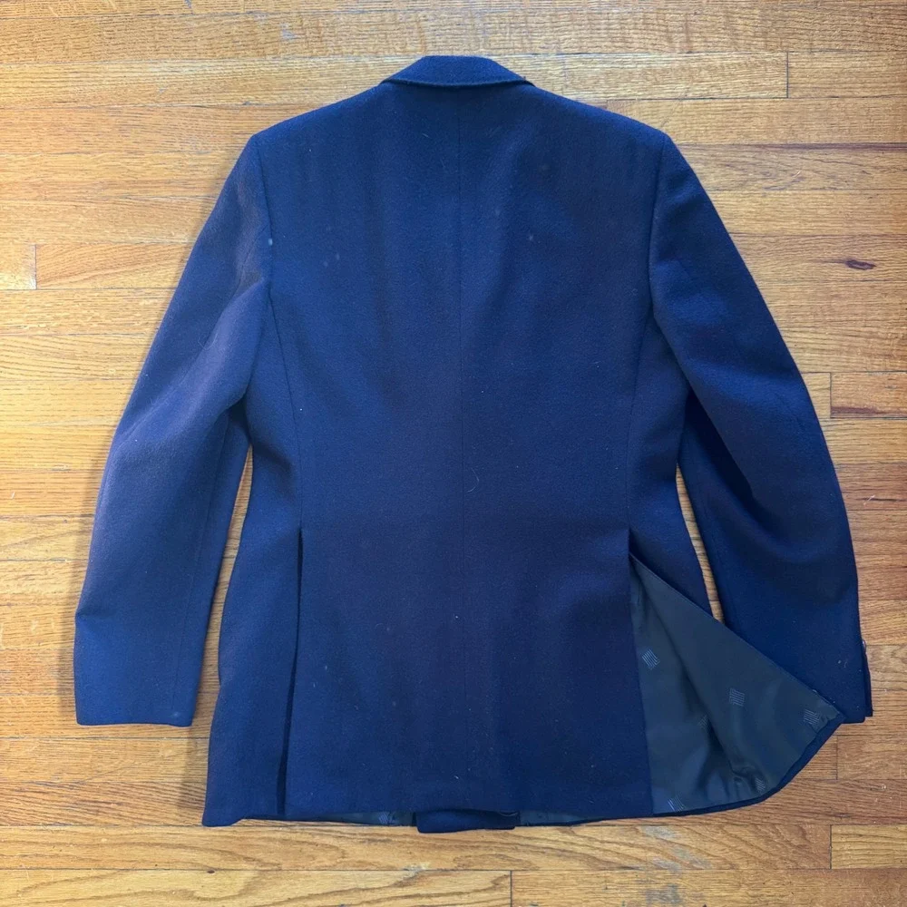 Lanvin Paris Navy Blue Double Breasted Camel Hair Blazer Sport Coat Mens 42-43R
